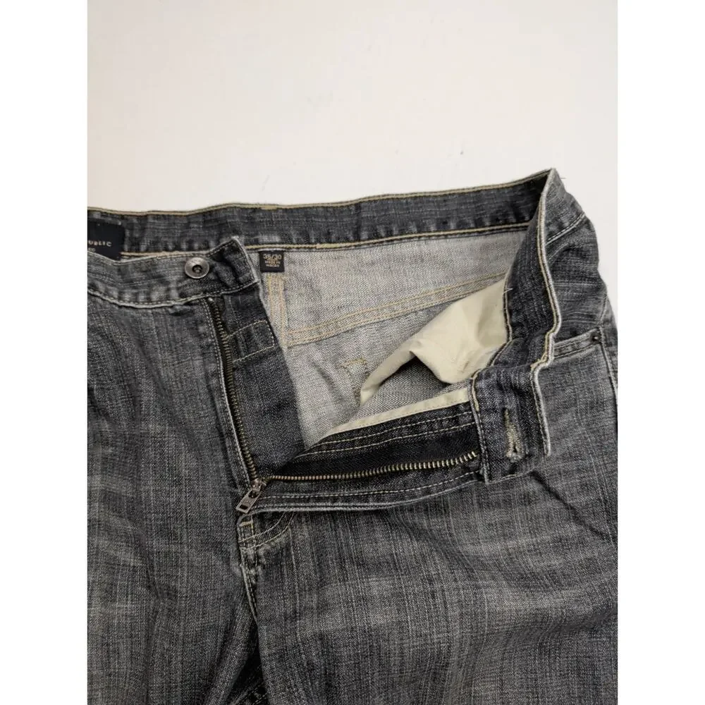 Banana Republic Straight Leg 35 x 30 Men's Denim Jeans Faded Black Wash